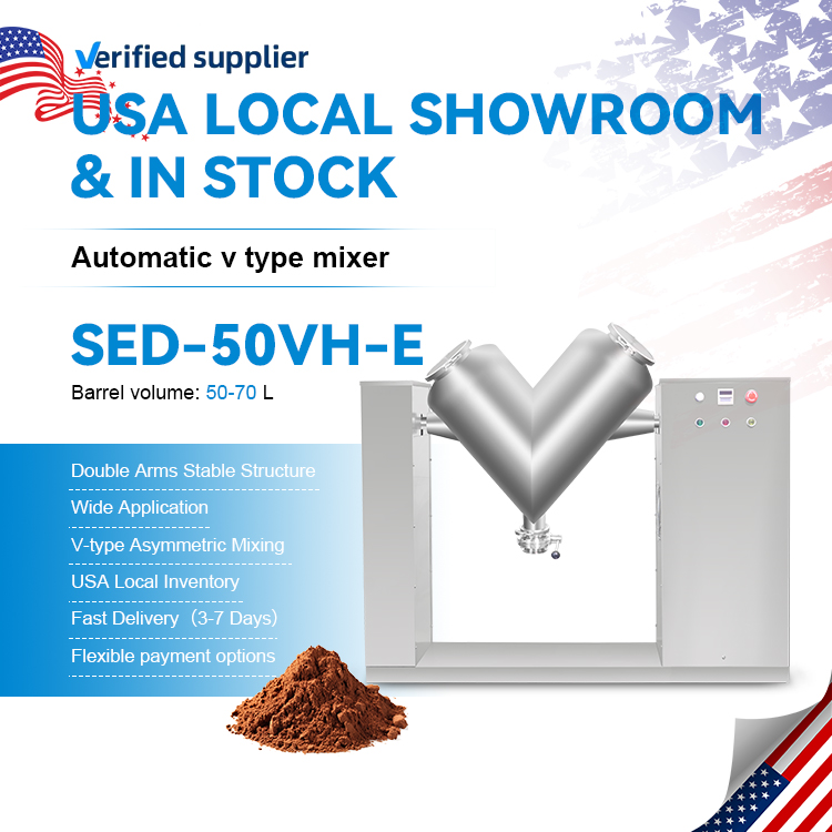 High Quality Industrial Dry Powder v Type Mixer Chemical Food Granule Mixing Machine With Local Technical Support