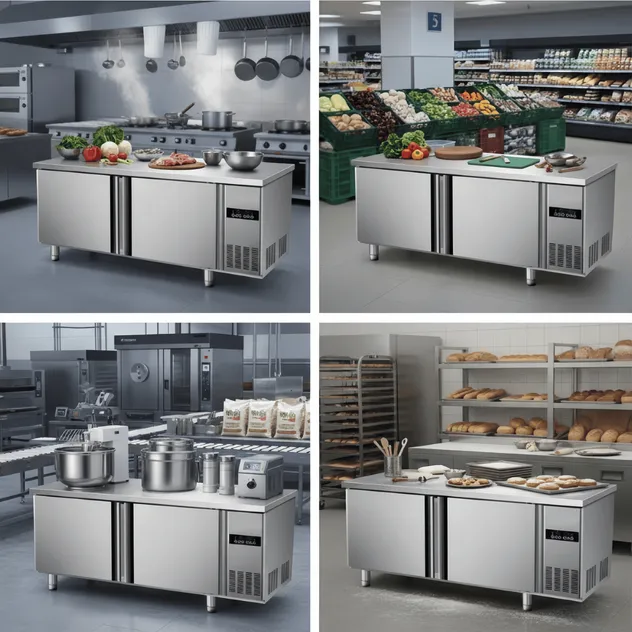 Commercial Catering Undercounter Refrigerator Stainless Steel Prep Worktable