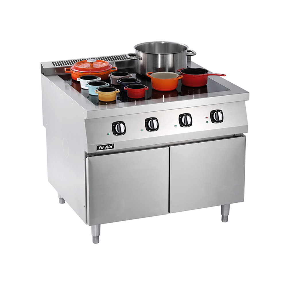 Commercial Kitchen Equipment 304 Stainless Steel Frame 6mm Thick Glass-Ceramic Panel 28Kw Free-Zone Electric Induction Cooker