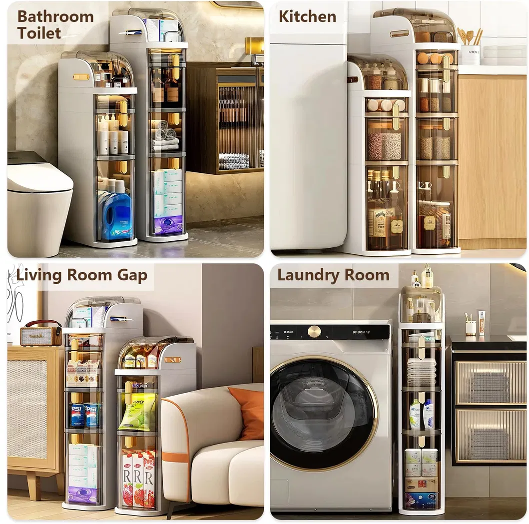 Narrow Bathroom Floor Plastic Drawers Organizer with Tissue Box Storage Cabinet