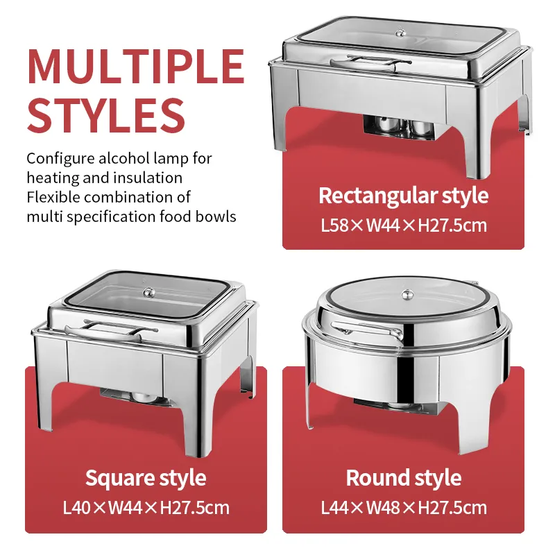 Restaurant Equipment Silver Chaffing Dishes Buffet Catering Stainless Steel Hydraulic Chafing Dish Buffet Set