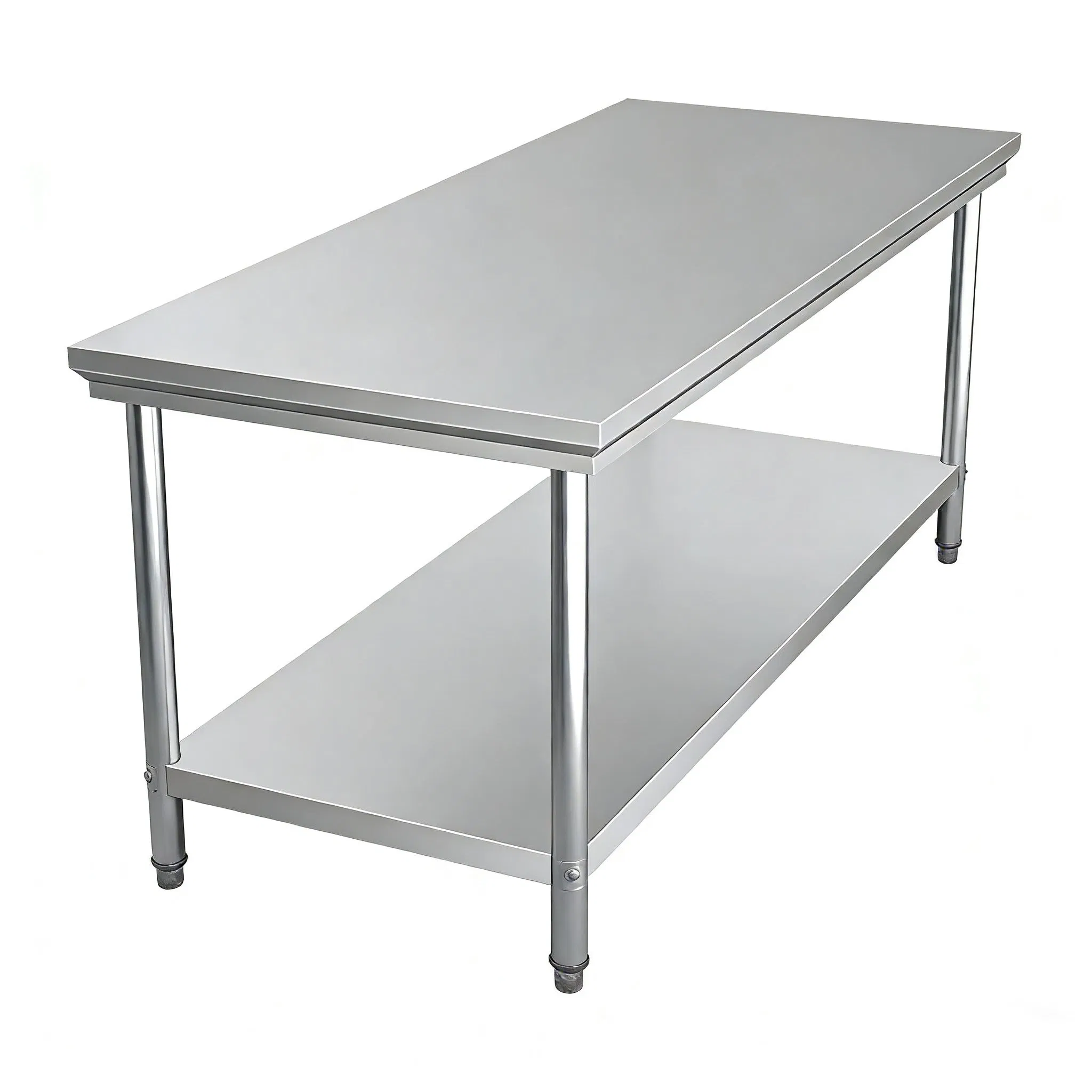 Heavy Duty Stainless Steel Kitchen Worktable Solid Frame Stainless Steel Prep Bench Easy Maintenance Commercial Catering