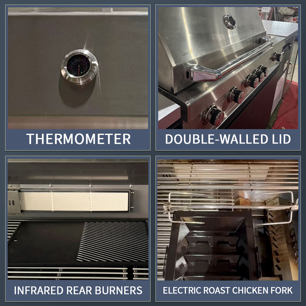 High-end Outdoor Kitchen Cabinets, Garden Barbecue Stainless Steel Materials, Complete Stainless Steel Kitchen Cabinet Sets