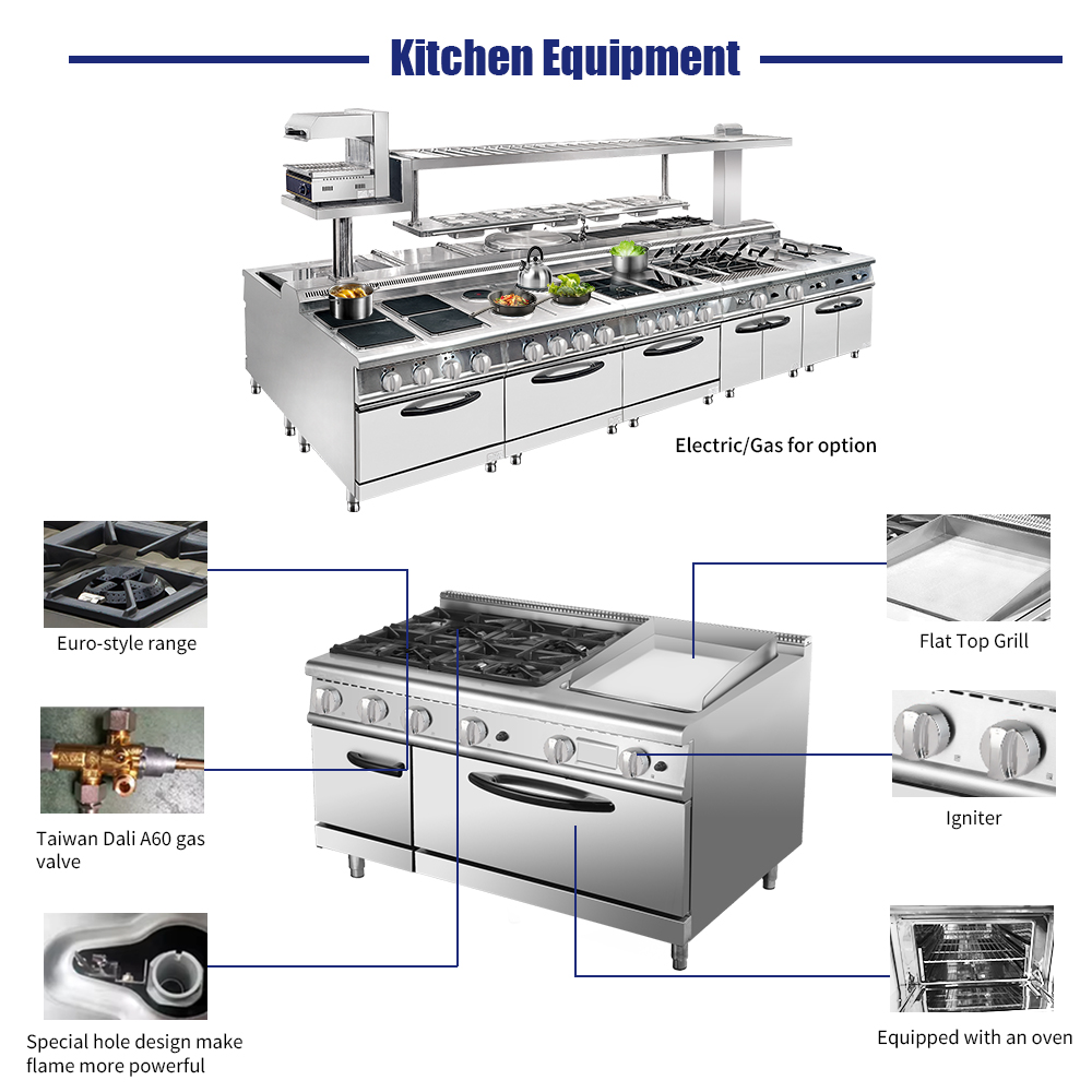 Other Hotel Restaurant Supplier Heavy Duty Stainless Steel Seafood Buffet Gas/Electric Stove High Kitchen Commercial Equipment