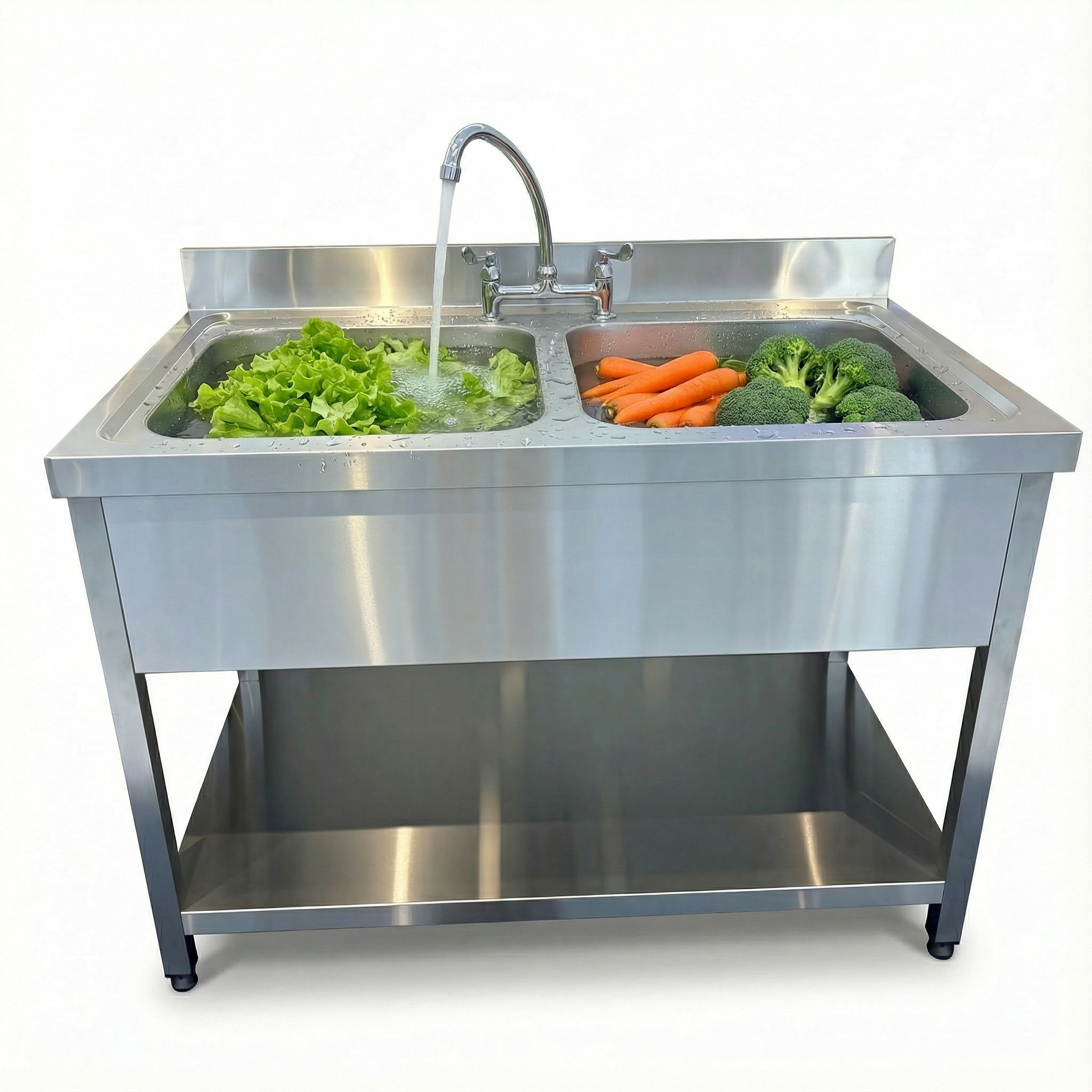 Bar, Restaurant, Kitchen, Hotel and Home Commercial 3 Compartment of Stainless Steel Sink Table