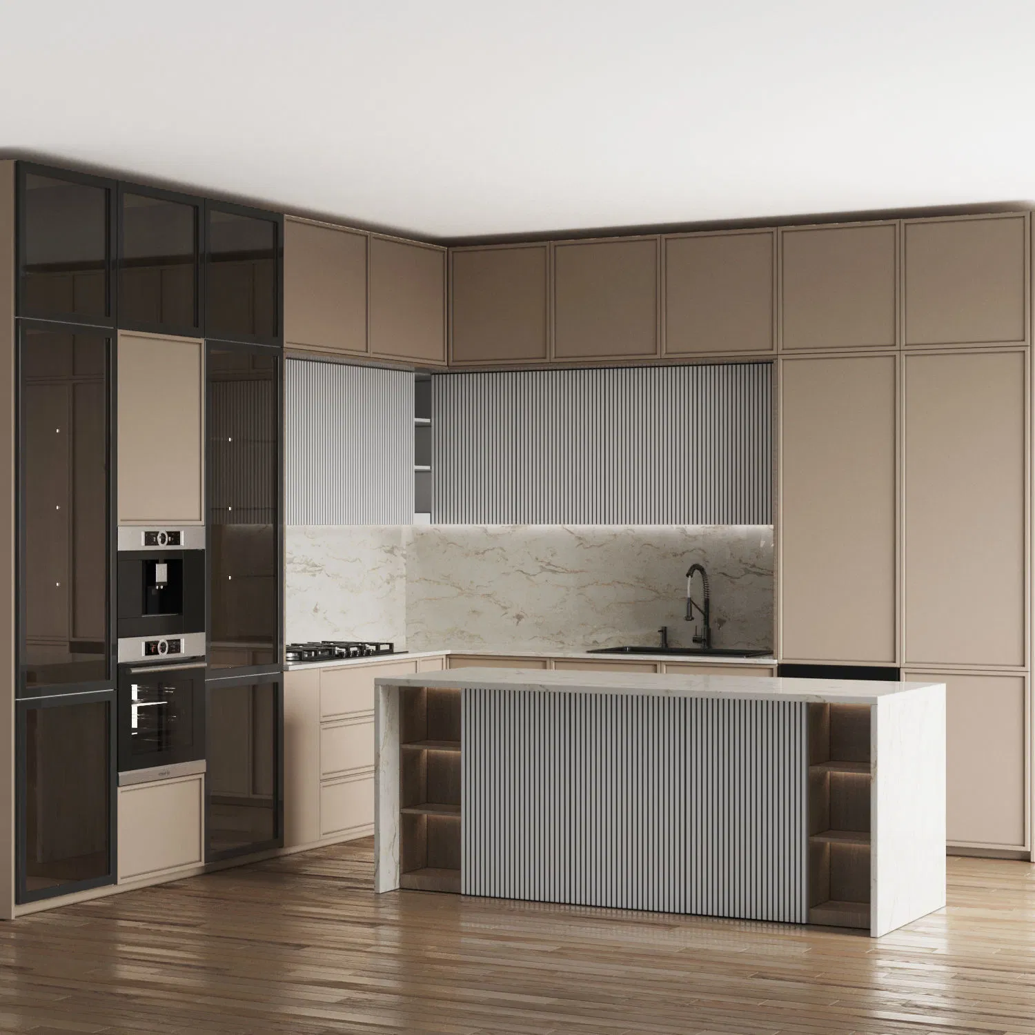 PA Wooden Trolley Mobile Kitchen Island Cart with Wine Rack and Storage Space for Home Furniture Kitchen Cabinets