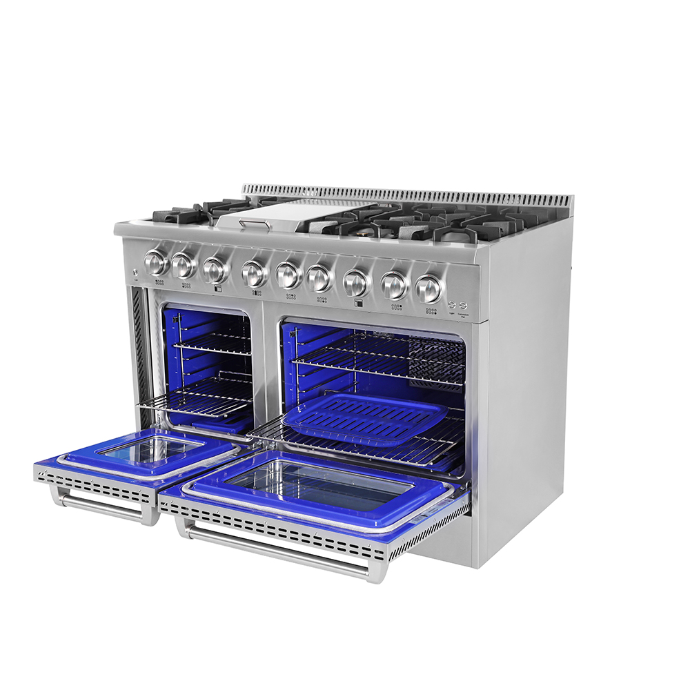 Hyxion Home Kitchen 48" 6 Burner Gas Range Double Electric Oven and Griddle with Cookers