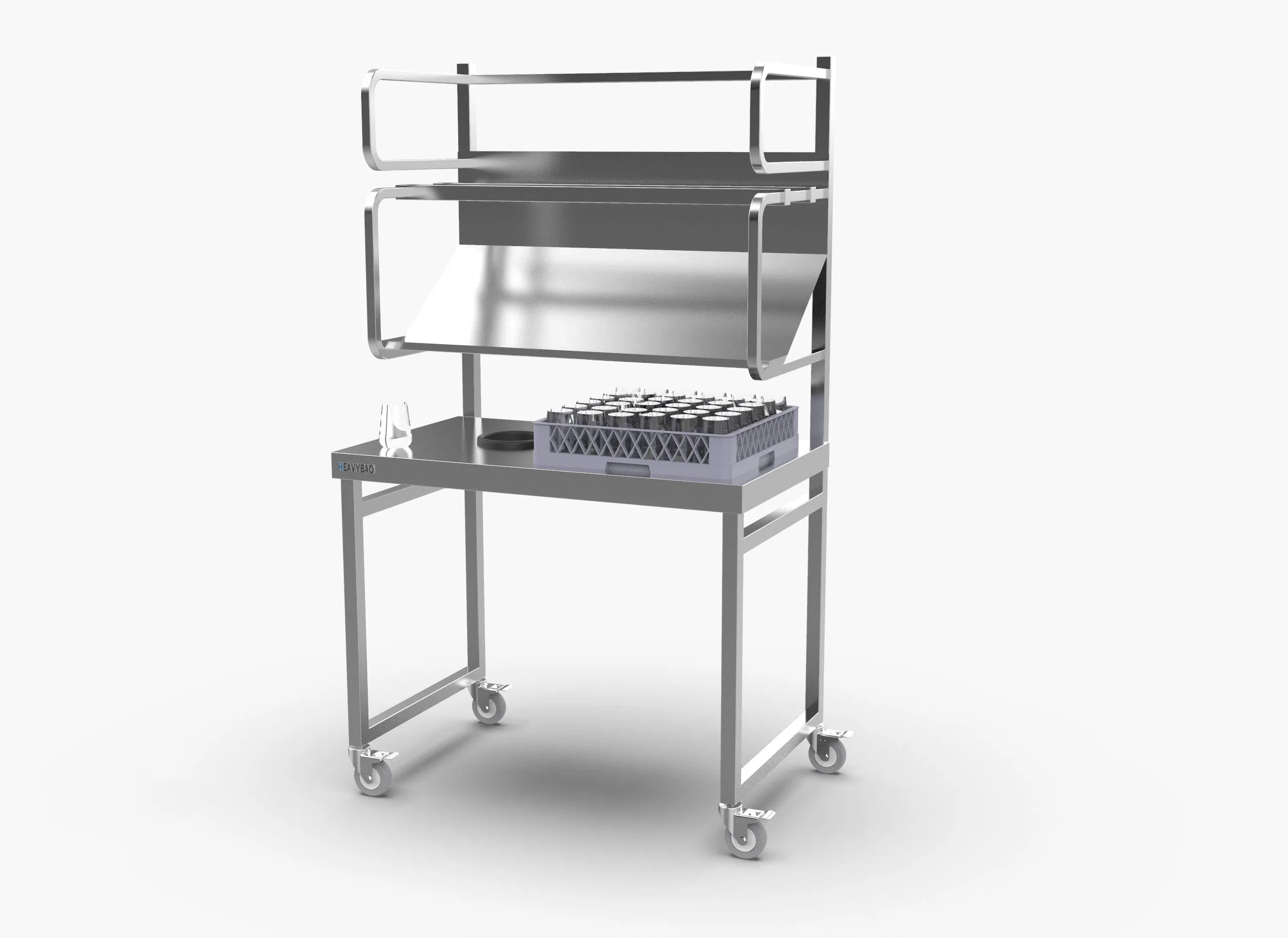 Heavybao Stainless Steel Commercial Worktop Worktable with Sloped Shelf for Racks and for Prep Washing