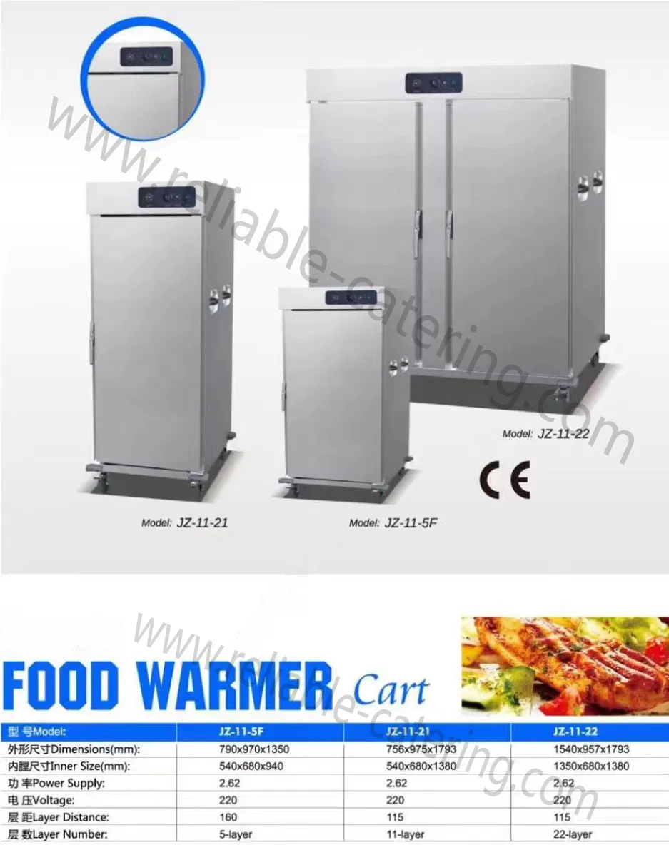Commercial Stainless Steel Food Warmer Cabinet Electric Food Warmer Trolley Cart with 2 Compartments for Hotel Buffet Service