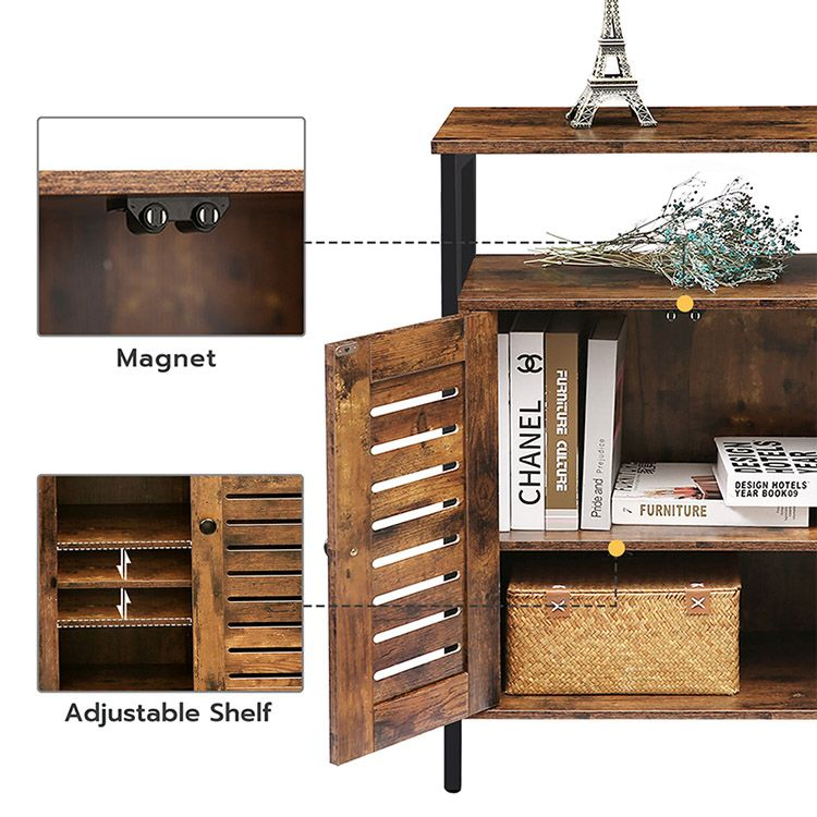 Side Standing Cabinet with Hidden Shelf and Door for Bedroom Living Room