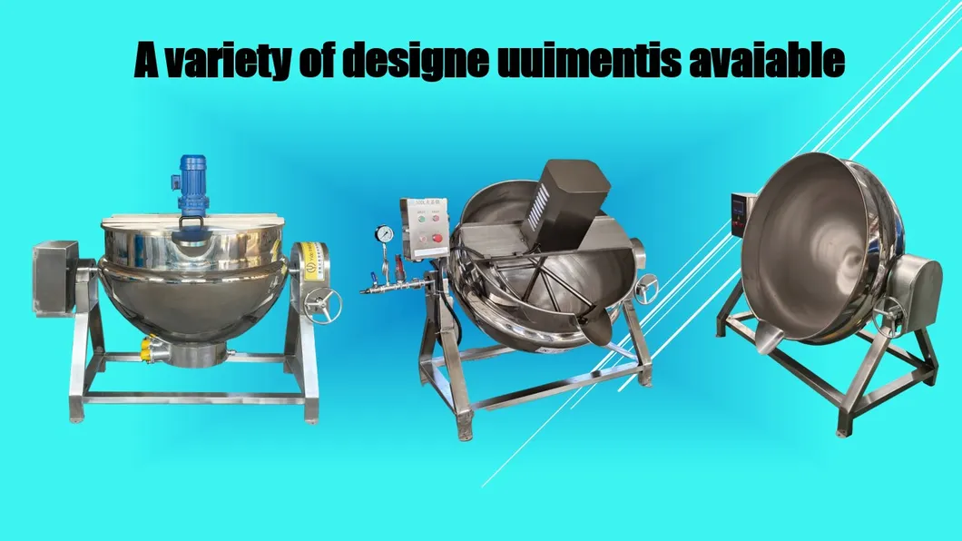 CE Electric Heating Soup Cooking Pot Gas Milk Boiler Fruit Jam Chili Sauces Tiltable Jacketed Kettle Steam Cooking Machine with Mixer