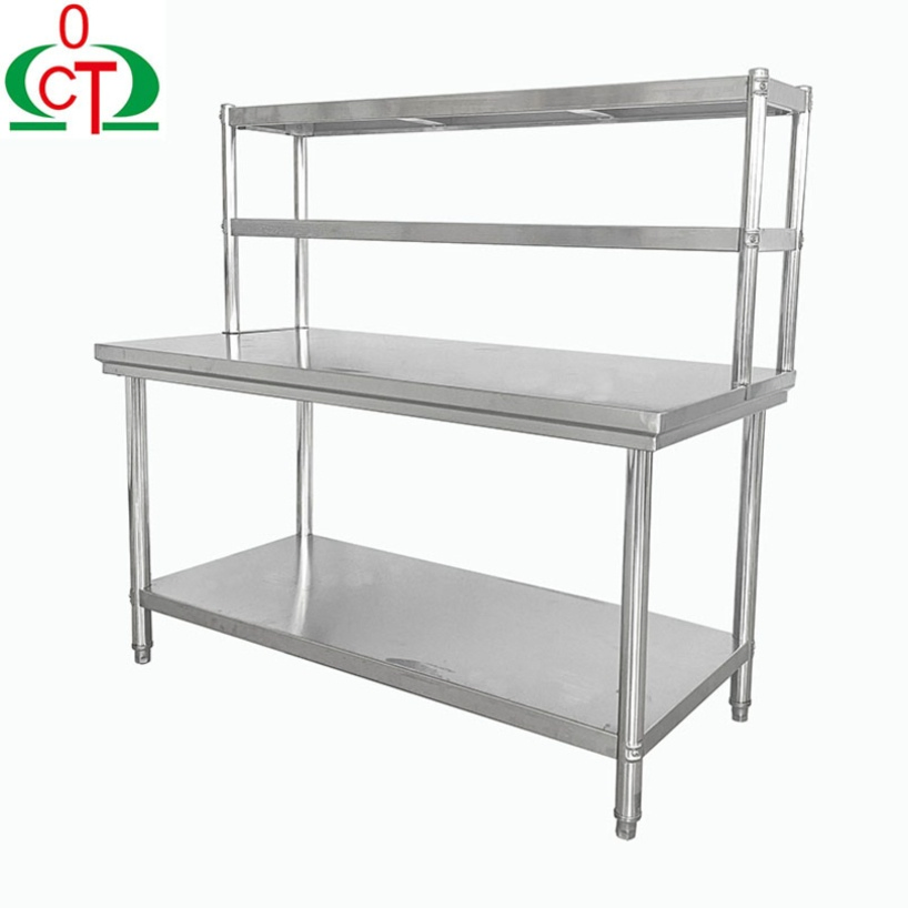 120*80*80cm/150*80*80cm/180*80*80cm Unfixed Changtai Prep Table Worktable with Backsplash and Overshelf