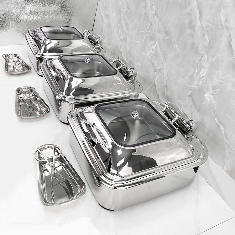 Luxury Square Buffet Chafing Dish for Hotel &amp; Restaurant Display Stainless Steel Electric Food Warmer