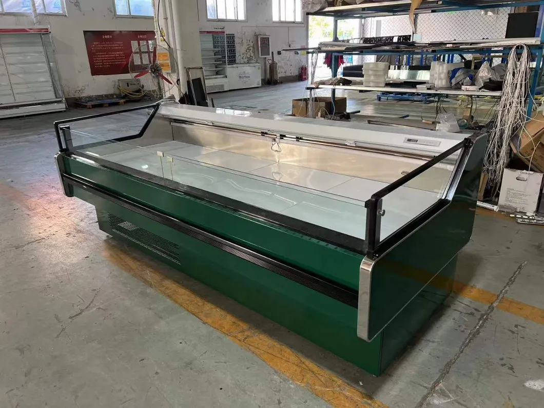 Supermarket Counter Horizontal Refrigerator Beef and Mutton Frozen Display Cabinet Open Chiller Chest Freezer