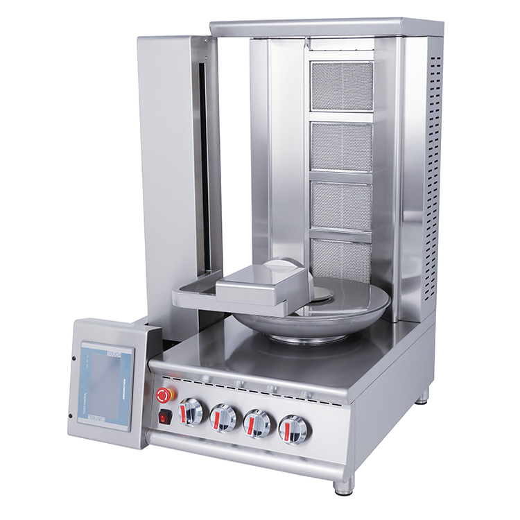 Stainless Meat Slicer BBQ Middle East Griddle Grills Chicken Rotisserie Gas Doner Robot Automatic Cutting Shawarma Kebab Machine