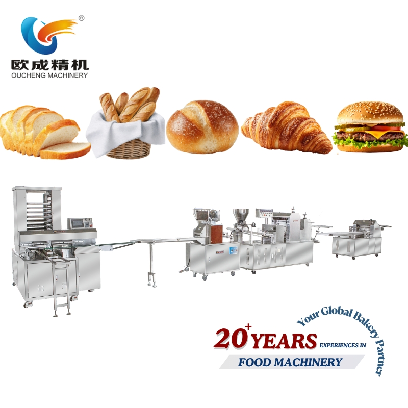 Industrial Automatic Bread Processing Line Bread Dough Mixing Forming Proofing and Baking Equipment.