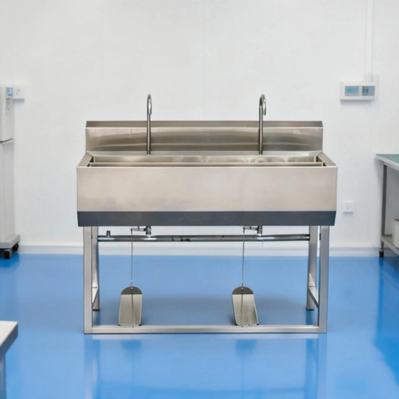 Automatic Surgical Hand Wash Sink Triple Station Floor Standing With Soap Dispenser