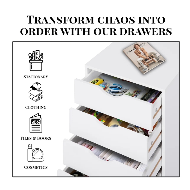 Factory Custom Wholesale MDF Mobile File Cabinet 5-Drawer Large Capacity