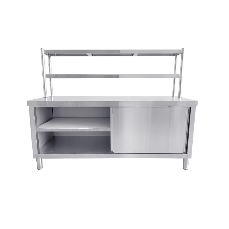 Central Kitchen Commercial Food Prep Worktable Cabinet with Dual-Side Sliding Doors