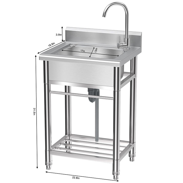 Commercial 3 Compartment Stainless Steel Sink with Drain Board NSF Certified Polished Finish Heavy-Duty Capacity for Restaurants