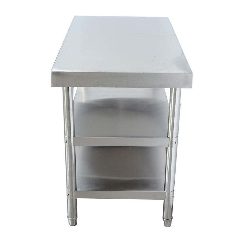 Double Three Layer Stainless Steel Worktable Heavy Duty Commercial Kitchen Prep Bench