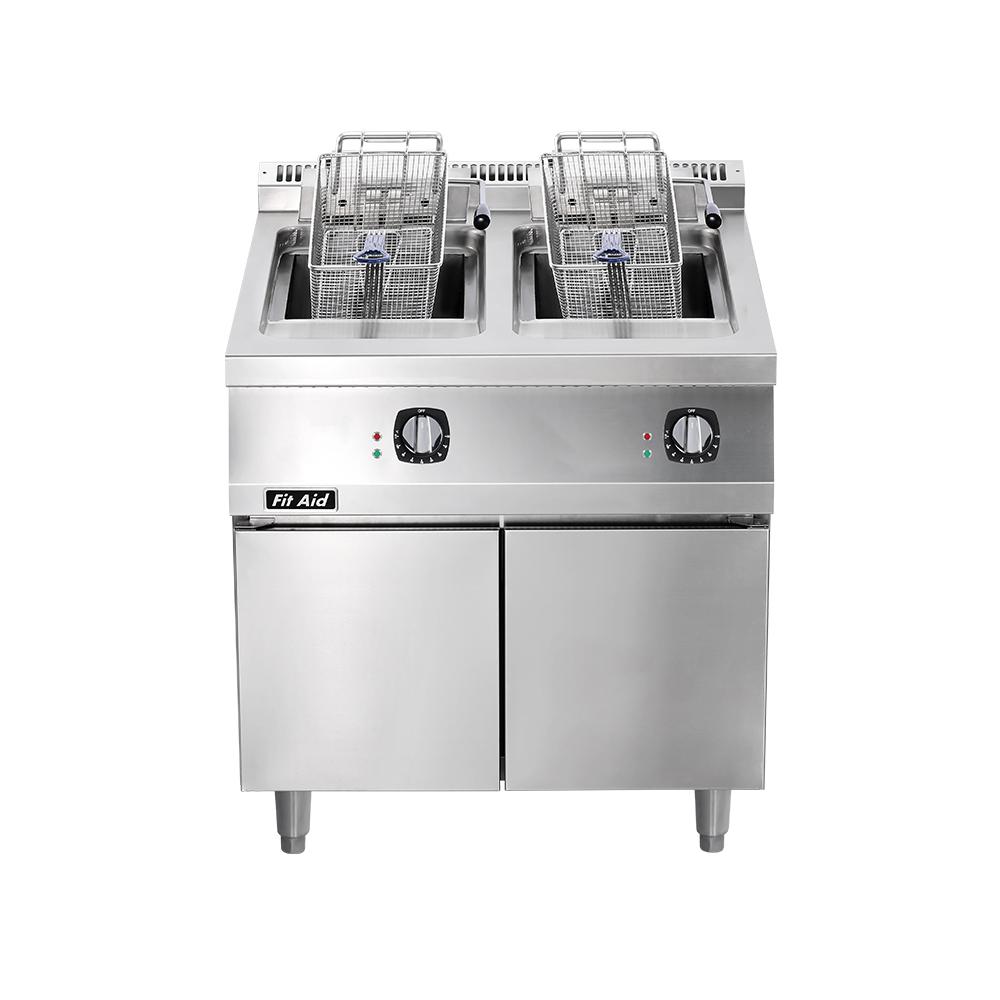 Commercial Fast Food Catering Equipment 304 Stainless Steel Material 12L Capacity Tank Electric Deep Fryer With Cabinet Base
