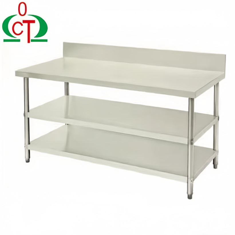 Food Prep Rust Proof Stainless Steel Triple Layer Worktable with Backsplash