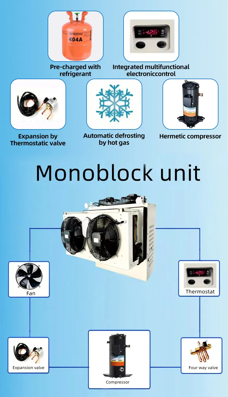 Industrial Medium & Low Temperature Refrigeration Monoblock Unit for Cold Room Freezer