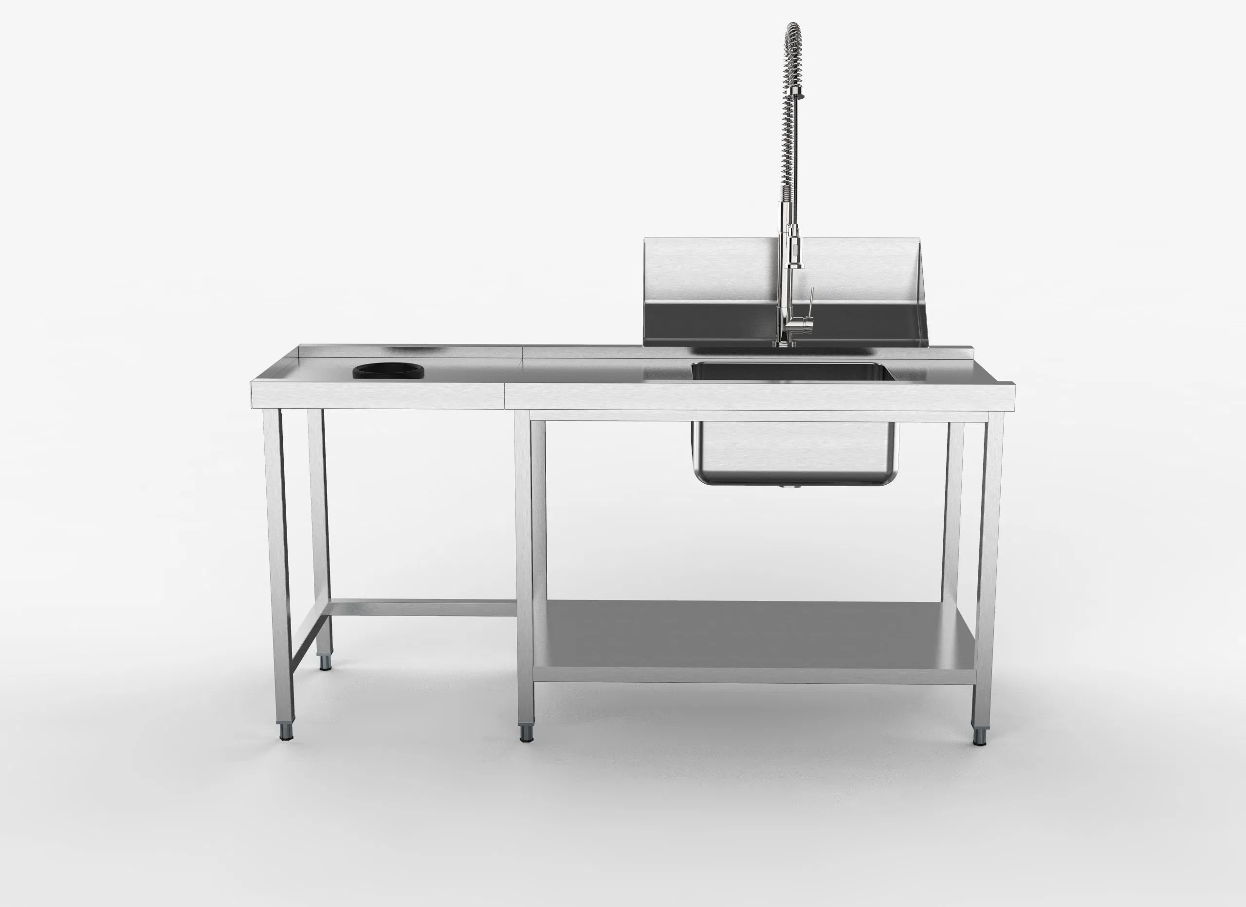 Heavybao Stainless Steel Commercial Worktop Worktable with Sloped Shelf for Racks and for Prep Washing