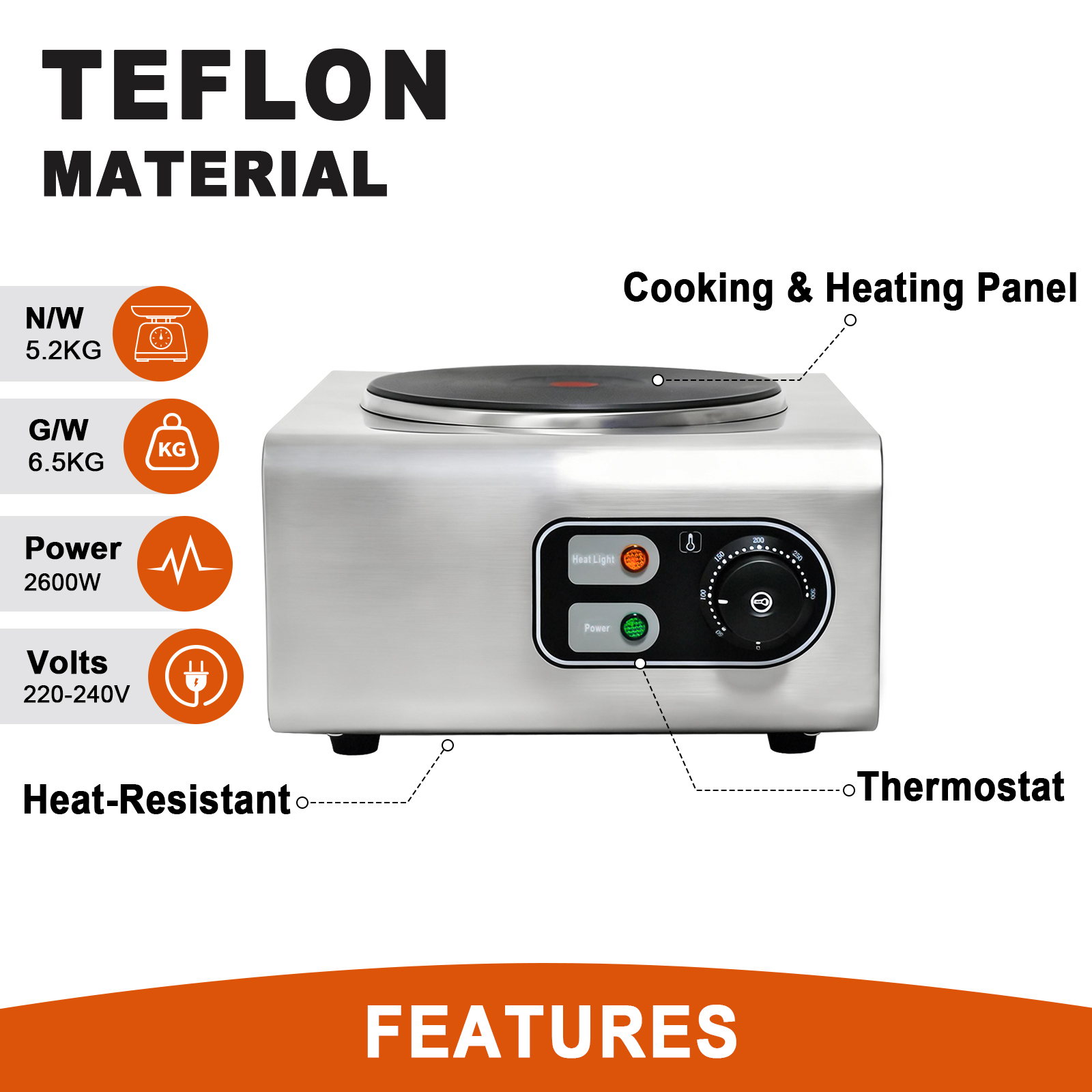 FY-239 Durable Single Induction Cooker Commercial Induction Cooktop Even Heating Simplifies Cleanup