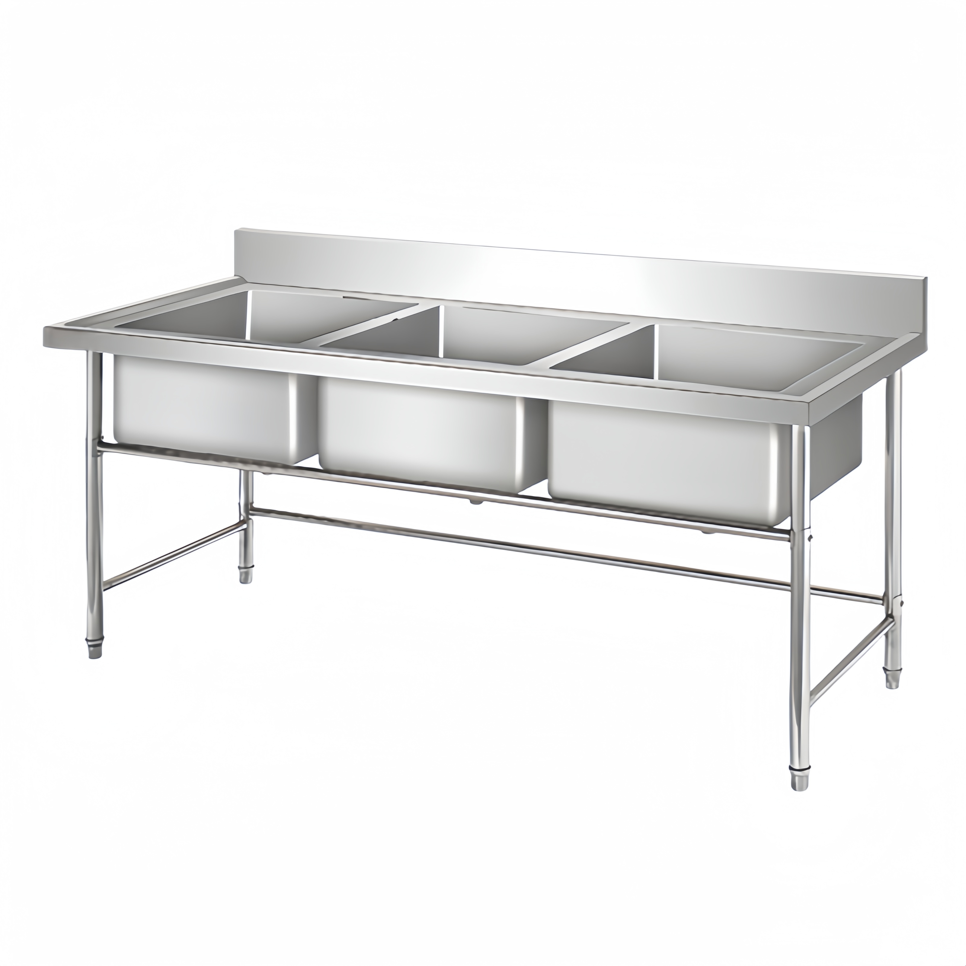 Factory Price Sale Premium Quality 201/304 Stainless Steel Freestanding 3 Compartment Sink Table for Hotel Restaurant Kitchen