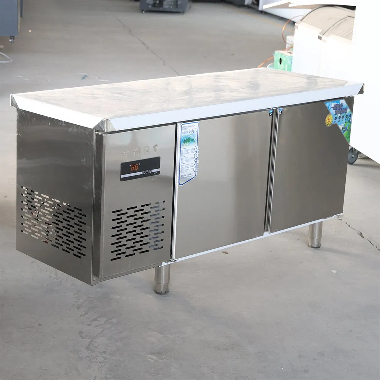 Restaurant Kitchen Equipment Double Doors Refrigerator Table Counter Chiller Work Bench Commercial Fridge Freezer