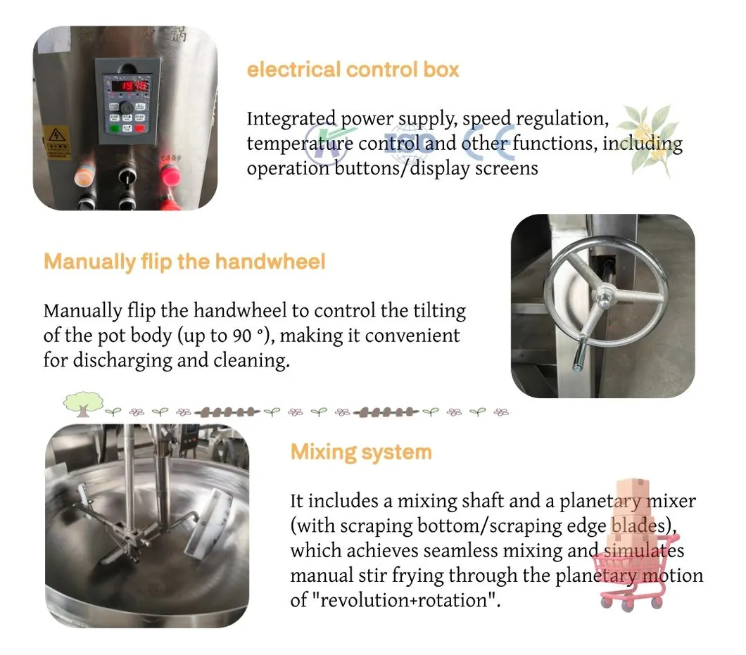 Commercial Jacketed Kettle Cooking Pot Boiling Pan Machine for Industrial Food Preparation
