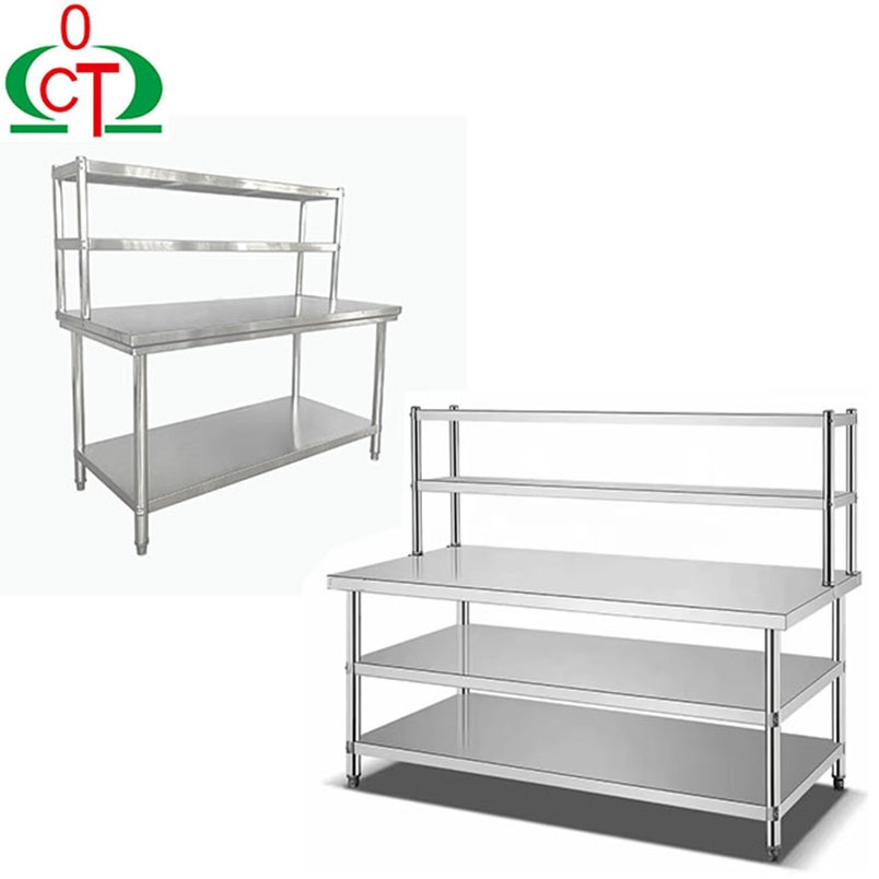 120*80*80cm/150*80*80cm/180*80*80cm Unfixed Changtai Prep Table Worktable with Backsplash and Overshelf