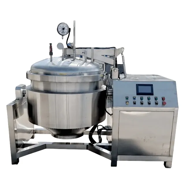 CE Electric Heating Soup Cooking Pot Gas Milk Boiler Fruit Jam Chili Sauces Tiltable Jacketed Kettle Steam Cooking Machine with Mixer