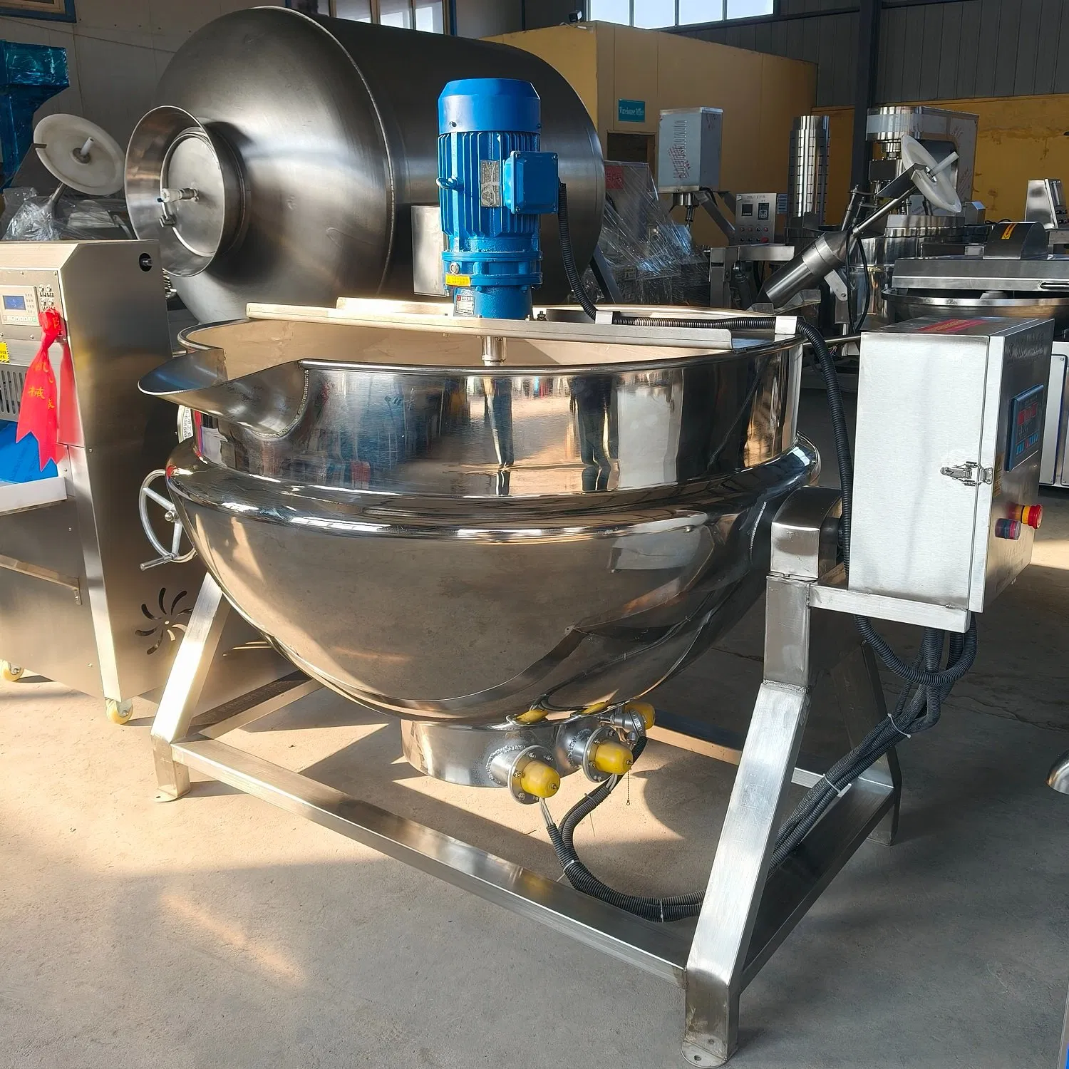 Industrial Cooking Pot with Mixer Jacketed Kettle Boiler Kettle Cooking Jacketed Kettle Jam Sauce Cooking Pot Machine