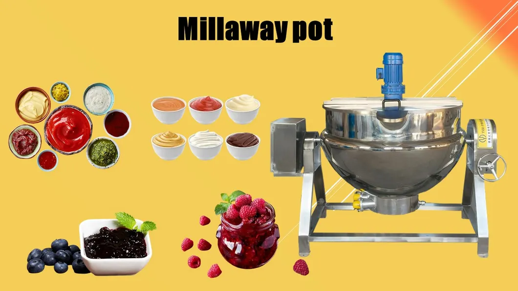 Electric Jacketed Kettle Gas Steam Heating Electric Boiler Industrial Cooking Mixer Machine for Braising Stirring Mixing