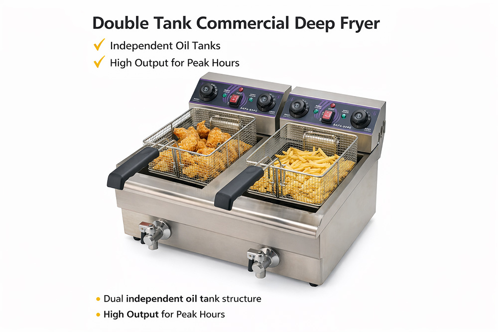 Restaurant Kitchen Double Tank Countertop Commercial Electric Deep Fryer