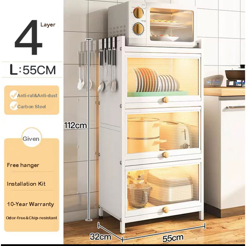 Floor Standing Kitchen Storage Shelf, Multi-Layer Rack for Cabinet, Dishes, Tableware and Pot Storage