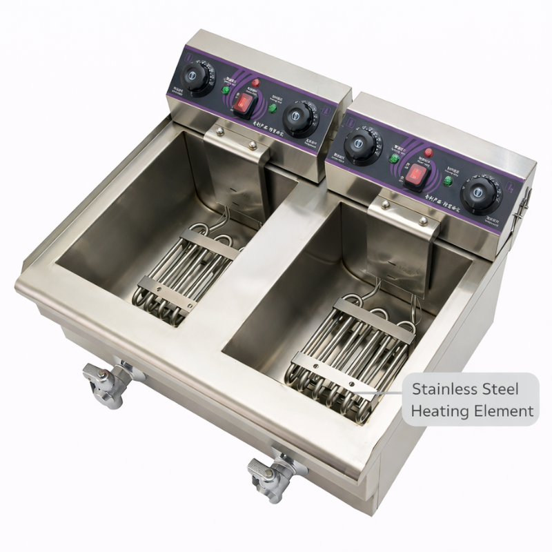 Restaurant Kitchen Double Tank Countertop Commercial Electric Deep Fryer 10L 10L Stainless Steel