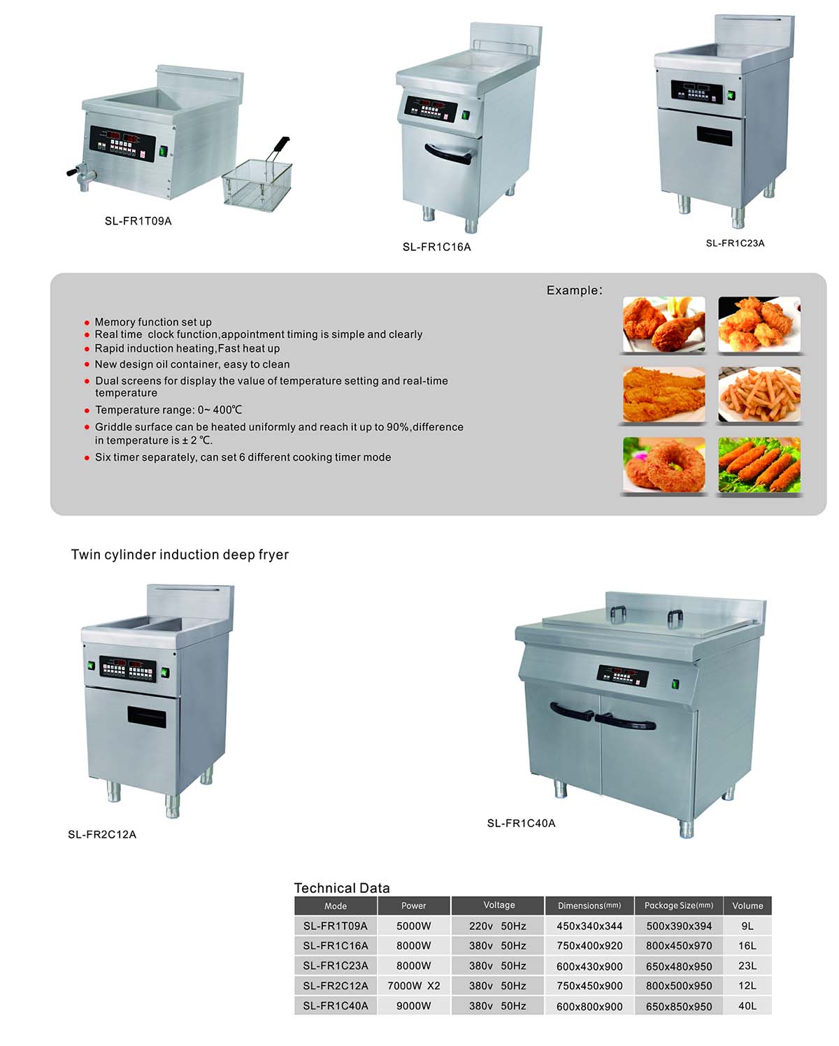 Cooking Equipment Commercial Induction Deep Fryer Double 8L Daul Cooker