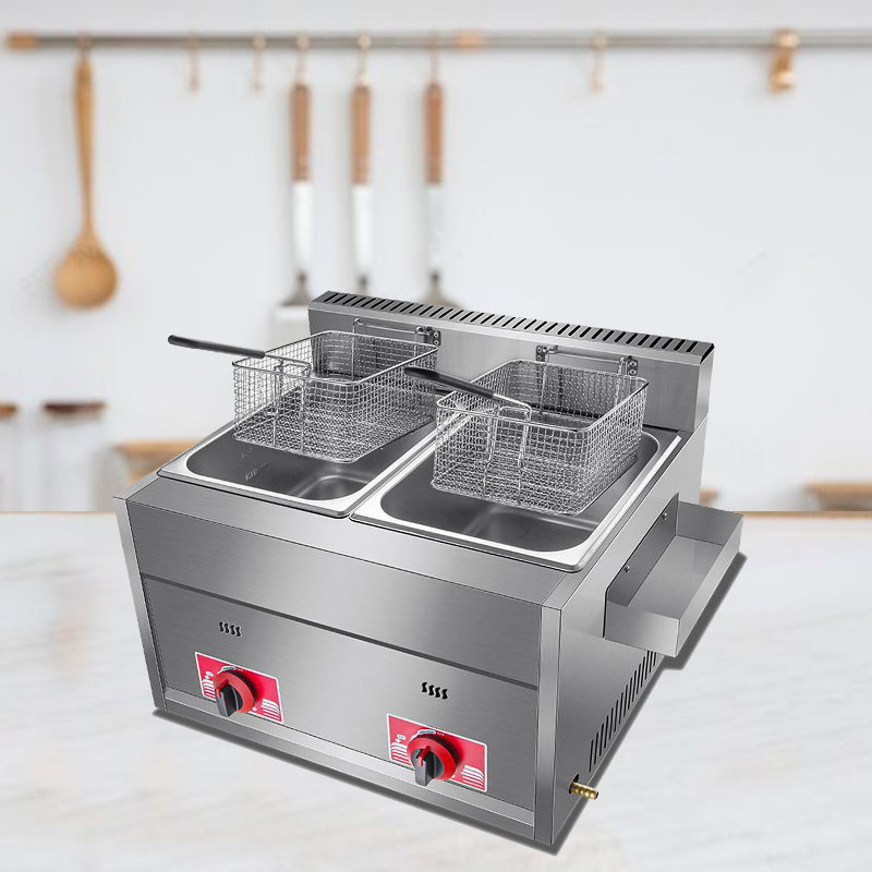 Commercial 8L+8L Double tank Gas Deep Fryer French Fries Machine Chicken Donut Fryer Restaurant Equipment