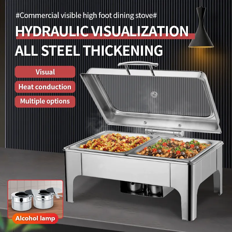 Restaurant Equipment Silver Chaffing Dishes Buffet Catering Stainless Steel Hydraulic Chafing Dish Buffet Set