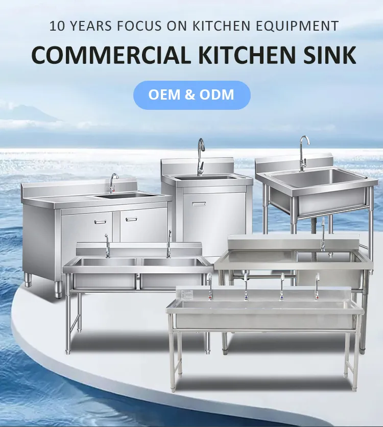 Stainless Steel Prep Table with Sink and Enclosed Cabinet Worktable for Catering