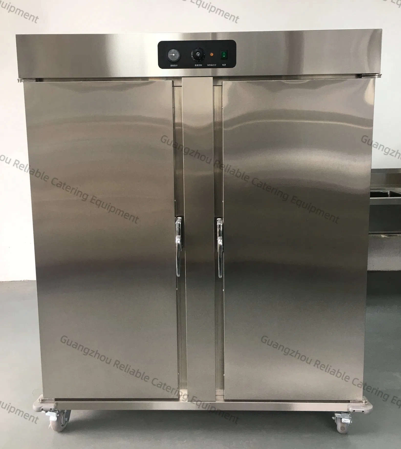 Commercial Stainless Steel Food Warmer Cabinet Electric Food Warmer Trolley Cart with 2 Compartments for Hotel Buffet Service
