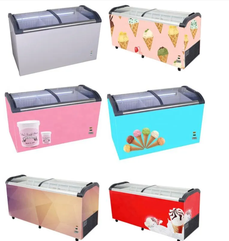 Clear Display Sliding Door Chiller Store Freezer