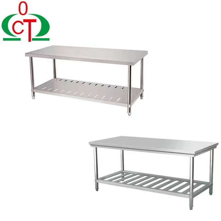 Heavy Duty Stainless Steel Kitchen Worktable Solid Frame Stainless Steel Prep Bench Easy Maintenance Commercial Catering