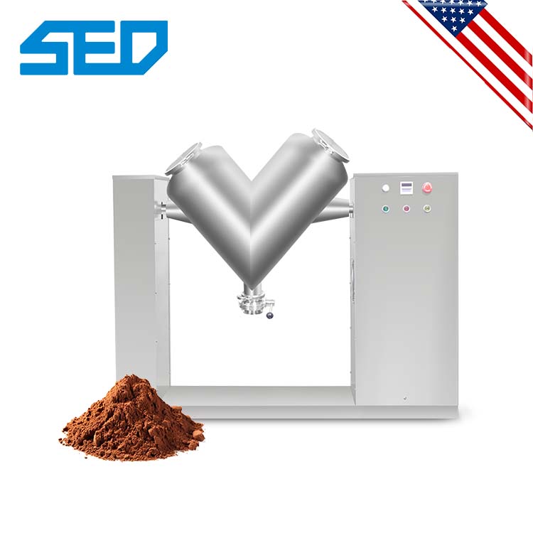 High Quality Industrial Dry Powder v Type Mixer Chemical Food Granule Mixing Machine With Local Technical Support