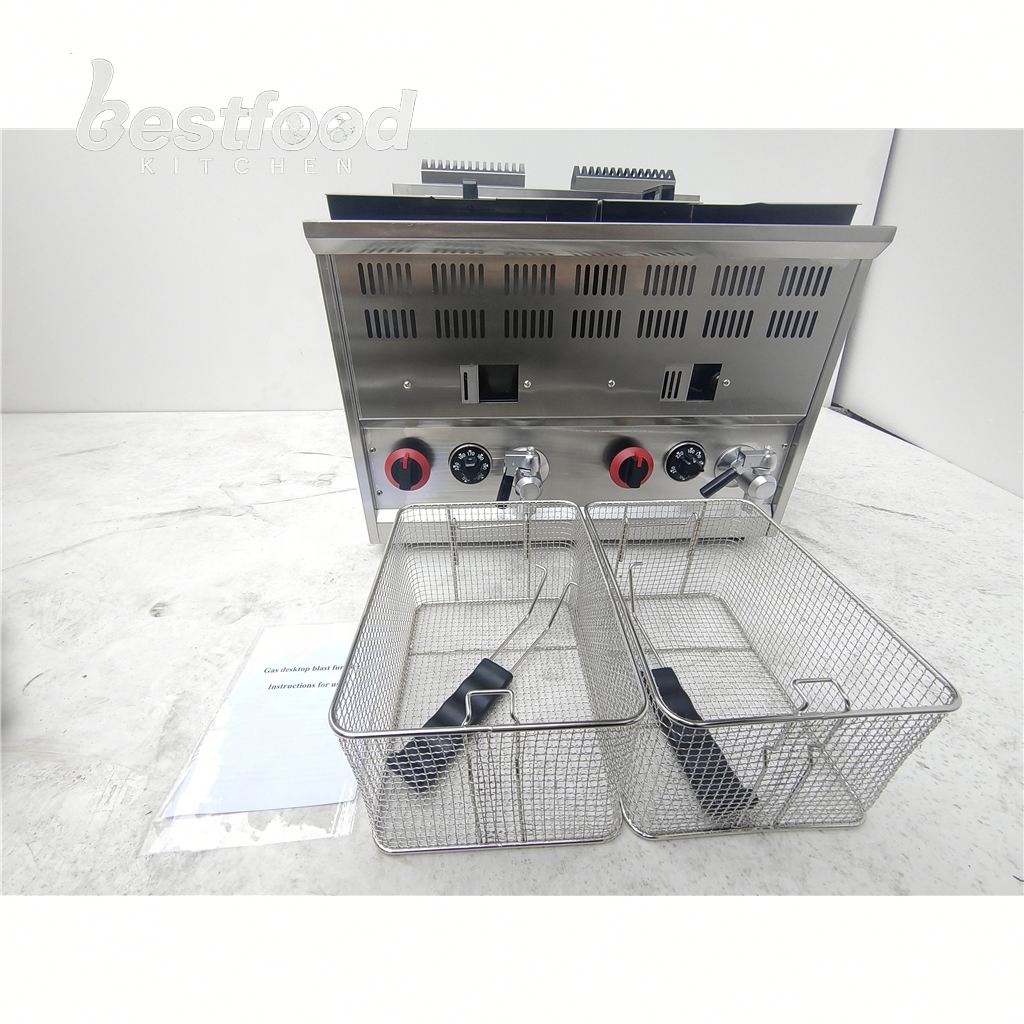 2026 Hot Sale OULI QZL-82B Commercial Gas Stainless Steel Deep Fryer Machine 8L+8L Double Tank for Home Use