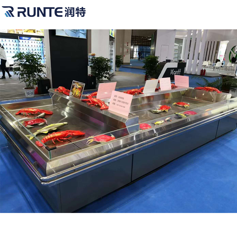Supermarket Fresh Meat Service Counter Freezer Fish Display Chiller Meat Showcase